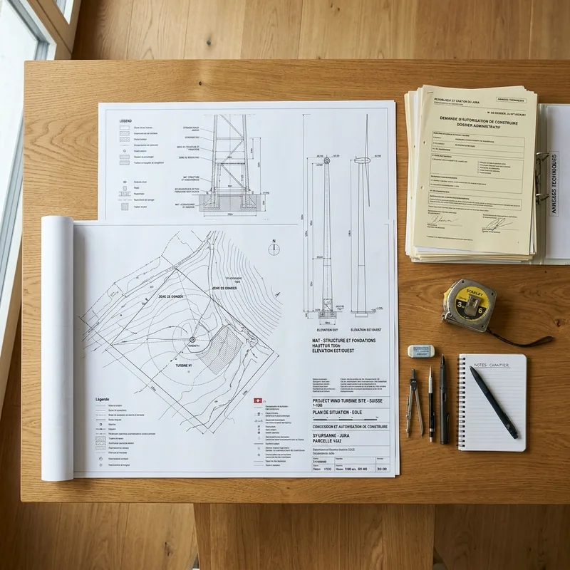 Plans de situation et documents techniques d'un dossier de mise à l'enquête