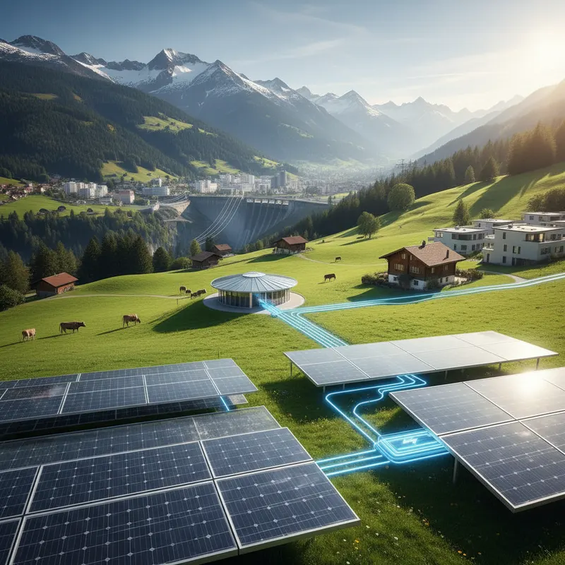 Batterie virtuelle en Suisse pour stocker le surplus solaire d'une maison équipée de panneaux photovoltaïques